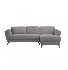 Gray Cotton Blend Stationary L Shaped Two Piece Sofa And Chaise