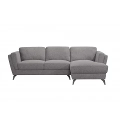 Gray Cotton Blend L Shaped Two Piece Sofa and Chaise Sectional
