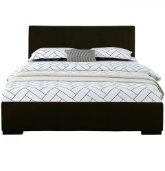 Black Solid and Manufactured Wood Twin Upholstered Faux Leather Bed Frame
