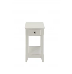 23" White Solid And Manufactured Wood Mirrored End Table With Drawer And Shelf