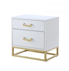 20" Gold And White End Table With Two Drawers