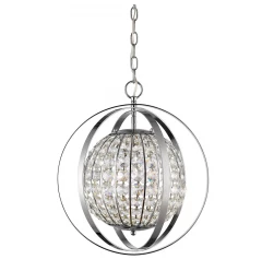 Olivia 1-Light Polished Nickel Crystal Globe Pendant