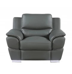48" Gray and Silver Leather Match Arm Chair