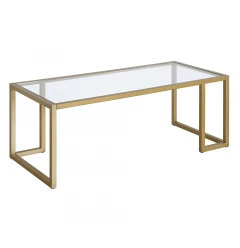 45" Gold Glass And Steel Coffee Table