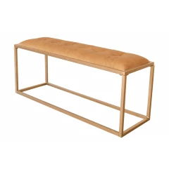 43" Brown And Gold Upholstered Upholstery Bedroom Bench