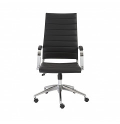 22.25" X 27" X 45.25" High Back Office Chair In Black With Aluminum Base