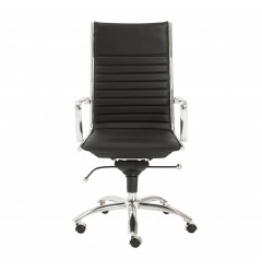 26.38" X 25.60" X 45.08" High Back Office Chair In Black With Chromed Steel Base