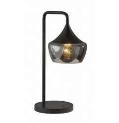 Gnome Smoked Glass Black Metal Table Lamp