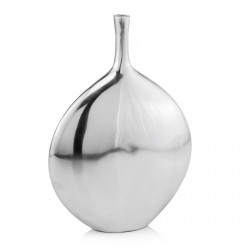 Mod Buffed Silver Long Neck Disc Vase