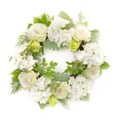 21" Green and White Artificial Mixed Assortment Wreath