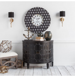 4" Circle Black And White Wood Analog Wall Clock