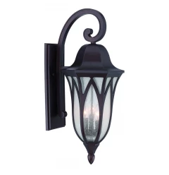 XL Three Light Matte Black Geometric Glass Wall Light