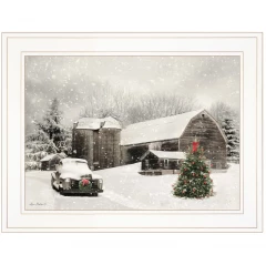 Farmhouse Christmas 1 White Framed Print Wall Art