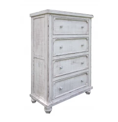 37" Antiqued White Solid Wood Four Drawer Chest