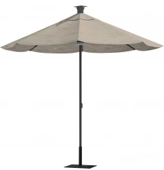 9' Gray Sunbrella Octagonal Lighted Market Patio Umbrella with USB and Solar