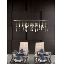 Silver Kitchen Island Nine Light Metal Dimmable Ceiling Light