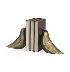 Rustic Antiqued Gold Dove Bookends