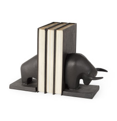 Black Cast Aluminum Raging Bull Bookends