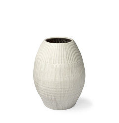 Petite White Embossed Stripes Ceramic Vase