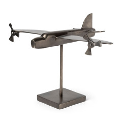 Gray Metal Bomber Plane Sculpture