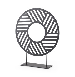Black Metal Round Geometric Sculpture
