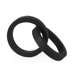 Two Ring Black Hammered Metal Sculpture
