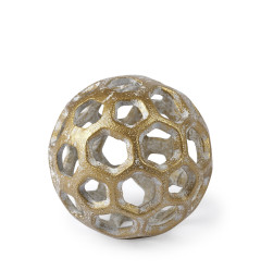 Petite Gold Metal Hollow Orb Sculpture
