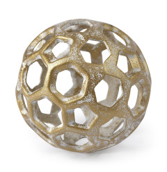 Gold Metal Hollow Orb Sculpture