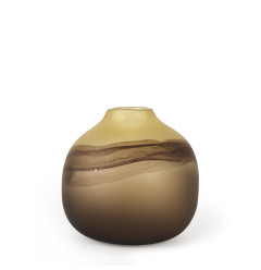 8" Brown and Beige Smoky Sand Dunes Glass Vase