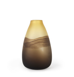 11" Brown and Beige Smoky Sand Dunes Glass Vase