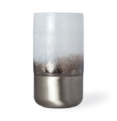 12" Brushed Silver Glass Vase