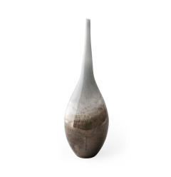 21" Heavenly Taupe and Gray Handblown Spunglass Vase