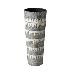 Gray and White Tribal Pattern Vase