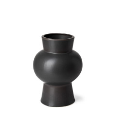 11" Matte Black Contempo Deco Ceramic Vase