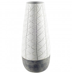 Textured White over Dark Clay Carved Ceramic Vase
