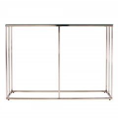 42" Clear and Gold Glass Frame Console Table