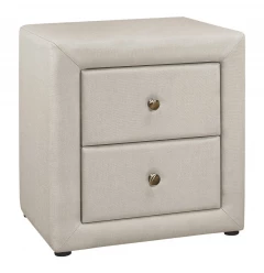 21" Beige Linen Blend Two Drawer Nightstand