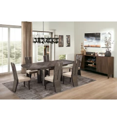 Seven Piece Gray Dining Set with Six Chairs