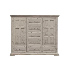 64" White Solid Wood Seven Drawer Gentlemans Chest