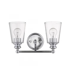 Two Light Silver Glass Shade Wall Sconce