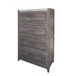 37" Gray Solid Wood Four Drawer Chest
