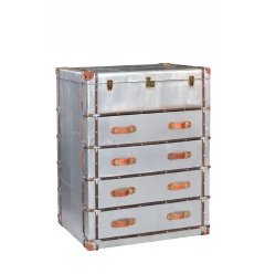 silver aluminum four drawer dresser in modern design