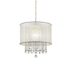 Primo Gold Finish Ceiling Lamp with Crystal Accents and White Shade