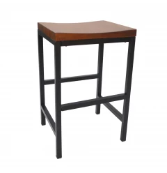 24" Chestnut And Black Steel Backless Counter Height Bar Chair