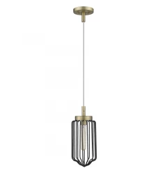 Gold and Black Metal Cage Pendant Hanging Light
