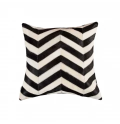 Black and white chevron cowhide throw pillow for home decor