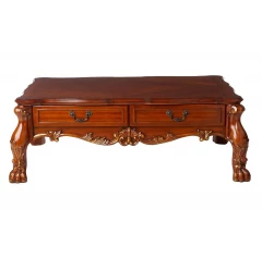54" Brown Solid Wood Coffee Table With Two Drawers