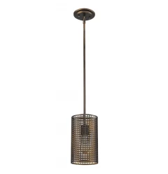 Bronze Metal Hanging Light with Mesh Shade