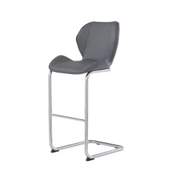 Set of Four 26 " Gray And Silver Metal Low Back Bar Height Bar Chairs