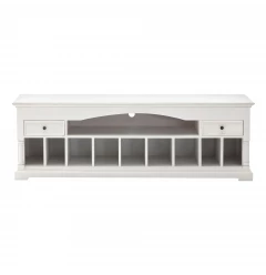 71" White Solid Console Table With Shelves And Drawers
